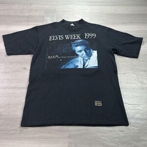 VINTAGE Elvis Presley Shirt Mens Large Black Elvis Week 1999 Graceland 90s